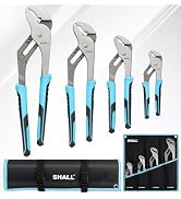 SHALL 4-Piece Groove Joint Pliers Set, 12/10/8/6 Inch Adjustable Water Pump Pliers with Cushion g...