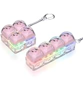 2 PCS Keyboard Fidget Toy with LED Lights,Keychain Relief Clicker(Pink) | For Adults Fidget Keybo...