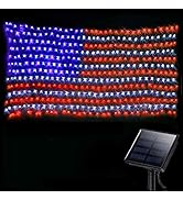 DBFAIRY Solar American Flag Lights Outdoor,420 LEDs American Flag Net Lights 6.5ft x 3.28ft Super...