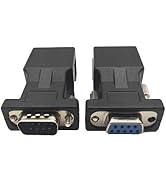 Halokny RS232 DB9 9Pin to RJ45 Ethernet Converter, DB9 Male & Female to RJ45 Female Serial Adapte...