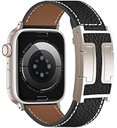 Charlam Leather Magnetic Watch Band, Compatible with Apple Watch Bands 40mm 38mm 41mm 42mm 44mm 4...