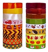 Supla 18 Rolls 90 Yards Assorted Fall Ribbons Bulk Decorative Fall Prints Grosgrain Ribbons Satin...