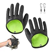 DAXYGYR 2Pcs Fishing Gloves with Magnetic Release, Natural Latex Coated, Professional Anti-Slip W...