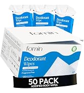 FOMIN Acidified Travel Deodorant Wipes For Women & Men - 50 Count - Fragrance Free - pH Balanced,...