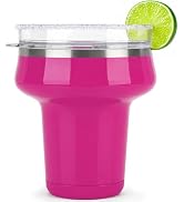 Sursip 16oz Insulated Margarita Tumbler, Cocktail Glass with Lid & Straws | 360° Saltable Rim Lid...