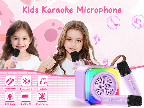 Kids Karaoke Microphone Machine Toy, Best Fun Christmas Birthday Gifts for 5 6 7 8 9 10 11 Years
