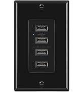 BESTTEN USB Receptacle Outlet, 4.2A/21W High-Speed 4 Port USB Wall Charging Outlet 125VAC Input, ...