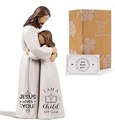 Nlicrst Jesus Embracing Woman Figurines - Christian Sculpture Hand-Painted Keepsake 5.9", Religio...
