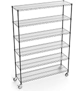 Donext 6-Tier storage shelves wire shelving, 6000 LBS NSF Adjustable metal shelving with wheel, W...