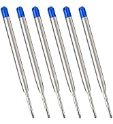Blue Ink Refills (6pcs), Replaceable Ballpoint Pens Refills, 1mm Medium Tip - Blue
