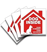 Dog Inside Alert Signs Stickers – 4 Pack 5x5 Inch – Premium Self-Adhesive Vinyl, Laminated for Ul...