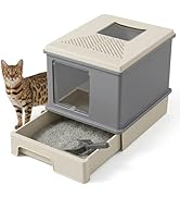 MUTTROS XL Enclosed Cat Litter Box for Big Cats - Odor Control High Side Litter Toilet with Pull-...