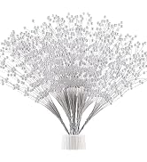 50pcs 4mm Pearls String Beaded Bouquet Spray Sticks for Bridal Beaded Wedding Party Table Decorat...