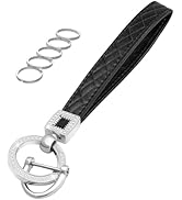 OHKYOOT Microfiber Leather Wristlet Keychain,Wrist Keychain Car Key Chain with 5 Key Ring and Ant...