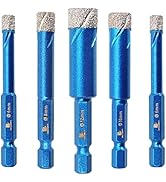 Diamond Drill Bit,BRSCHNITT 5pcs/Pack 1/4 5/16 3/8 1/2 Inch Diamond Hole Saw Drill Bit for Porcel...