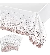 8 Pack Rose Gold Tablecloth – 54 X 108 Plastic Table Cloths for Parties Disposable – Rose Gold Pa...