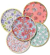 Coterie Floral Small Paper Plates (Set of 10) - Cute Party Plates For Tea Party, Bridal Shower, G...