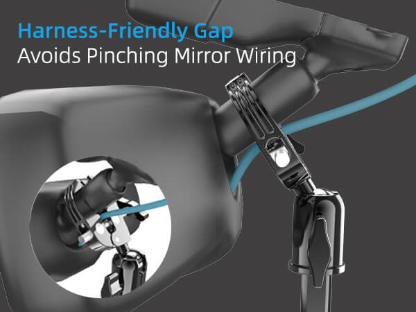 Harness-Friendly Gap Avoids Pinching Mirror Wiring