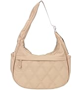 Small Puffer Crescent Shoulder Bag for Women, Nylon Quilted Puffy Crossbody Purse, Cute Hobo Shou...