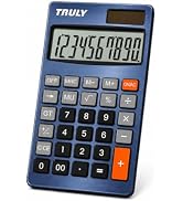 TRULY 10-Digit Calculator, Large 2.5-Inch LCD Display, Dual Solar & Battery Powered, Brushed Anod...