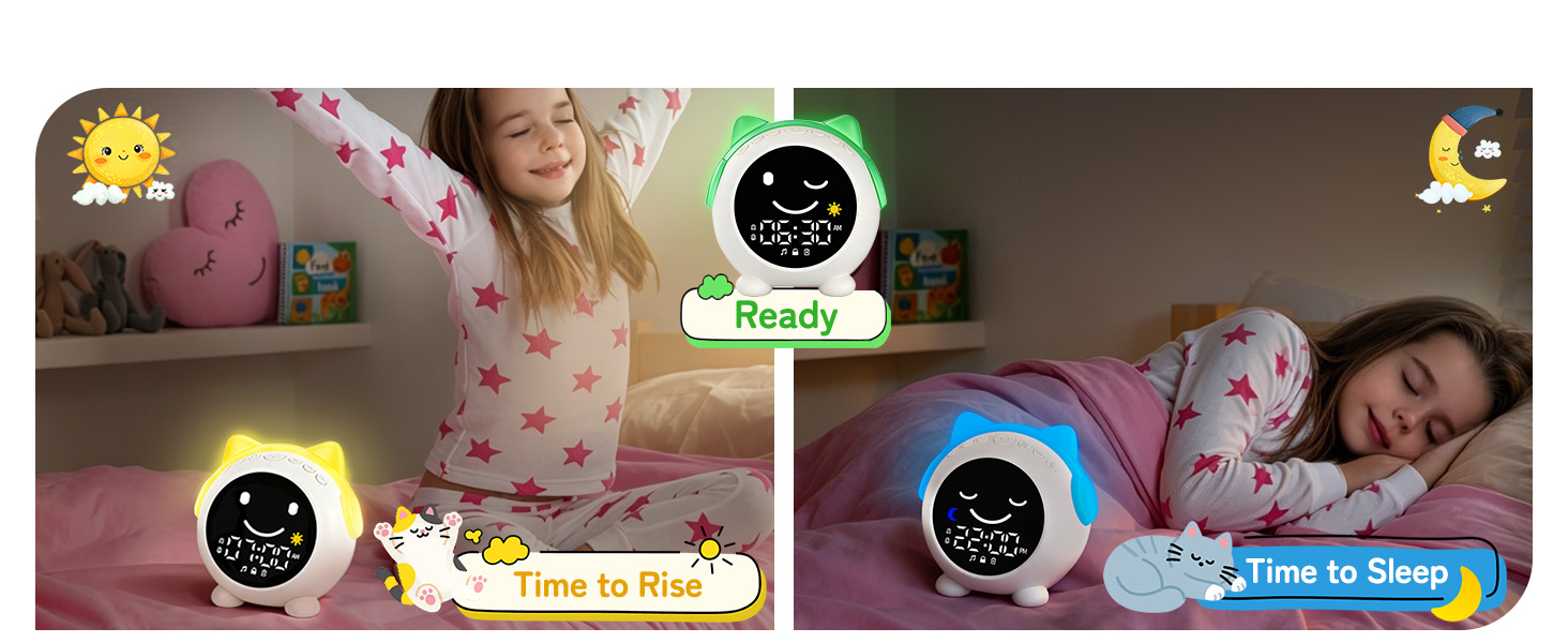 kids alarm clock hatch ok to wake digital bedroom room toddler night light boy girl sleep battery