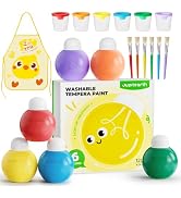 JUPITEARTH 6 Colors Washable Paint Set for Kids Ages 3-6, 4.06oz(120ml), Non-Toxic, Includes Brus...