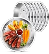 Offiper 8 Patterned Deep Stainless Steel Plates, 7.8 inch 304(18/8) Metal Camping Plate, Reusable...