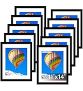 FIXSMITH 11x14 Picture Frame Set of 10, Black Photo Frames Bulk with HD Plexiglass, Display Pictu...
