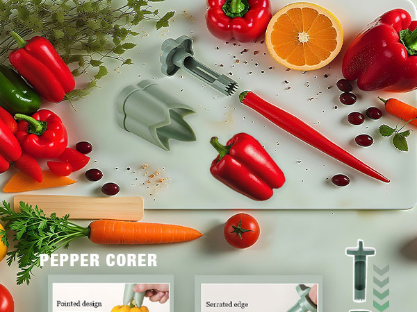 2 in 1 Red Bell Pepper Seed Corer Remover Tool