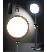 Aureday 12” Selfie Ring Light with Stand, Overall 79” Tall Ringlight Stands with Remotes and Phon...