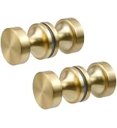 Antrader Aluminum Alloy Solid Back-to-Back Shower Door Knob,Gold,2Pcs | Glass Door Bathroom Doubl...