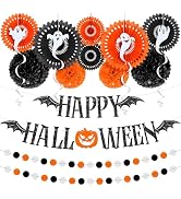 KatchOn, Halloween Party Decoration Set - Pack of 18 | Halloween Pompom, Happy Halloween Garlands...