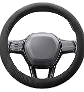 Universal Black Steering Wheel Cover, Microfiber Leather Non-Slip Breathable Cooling Steering Whe...