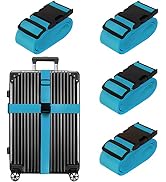 Luggage Straps for Suitcases TSA Approved Travel Belt 4 Pack by Chelmon(Sky Blue)