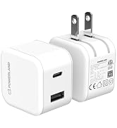 USB C Charger Block 25W,2 Pack Compact Foldable Plug PD PPS Fast Charger Adapter Compatible with ...