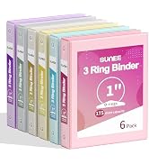SUNEE 1 Inch Binders 3 Ring 6 Pack, Clear View Three Ring Binders PVC-Free (Fit 8.5x11 Inches) fo...