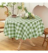 Essifunia Waterproof Plaid Tablecloth Fabric - Round 70 Inch Classic Gingham Checker Table Cloth ...