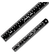 Zotemo Metal Ruler Kit 12 Inch and 6 Inch, Stainless Steel Rulers with Centimeters, Inches and Co...
