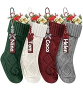 Doitory Christmas Stockings 18 Inches,Long Knitted Stocking with Name Tags, Christmas Decoration ...