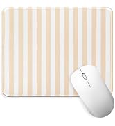 Beige Striped Desk Mouse Pad Cute Mouse Pads Kawaii Aesthetic Laptop Computer Mouse Mat Gaming Wi...