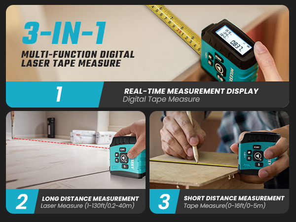 3-in-1 Digital Laser Tape Measure