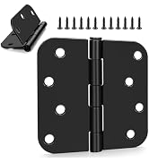 2 Pack Exterior Door Hinges, 3.5 Inch Black Heavy Duty Door Hinges with Square & 5/8" Radius, Rem...