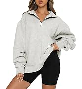 ANGGREK Womens Sweatshirt Women Oversized Half Zip Pullover Long Sleeve Sweatshirt Zip Hoodie Swe...