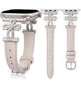TOYOUTHS Slim Leather Band Compatible with Apple Watch Bands 42/41/40/38mm Women, Top Grain Genui...