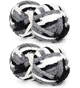 Giant Chunky Chenille Yarn for Blanket, Panda Mixed Color Super Bulky Soft Fluffy Chenille Yarn, ...