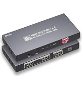 HDMI Splitter 1 in 2 Out 4K 120Hz, 8K HDMI Splitter 1 in 2 Out Support 8K@60Hz, 4K@120Hz, HDMI 2....