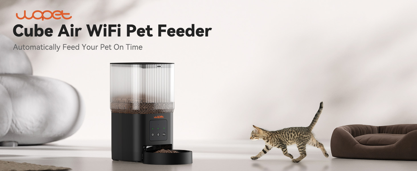 Automatic cat feeder with 4L capacity, WiFi app control, and scheduled feeding for indoor cats