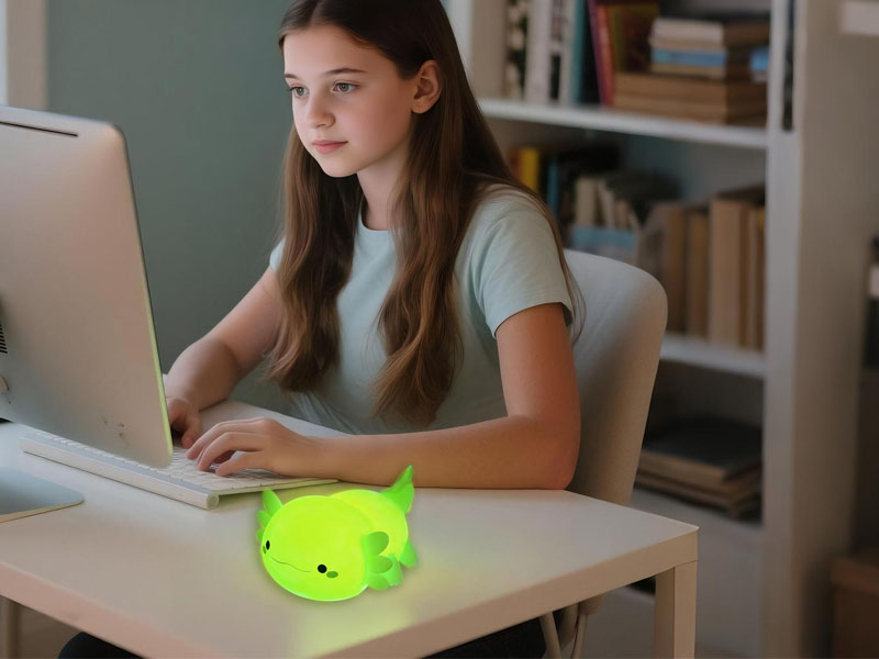 Green Axolotl night light