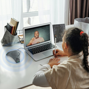 online class with Q95mini conference microphone conference speaker usb conference speakerphone