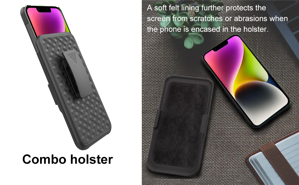 Ailiber for iPhone 16e Belt Clip Case Holster with Screen Protector